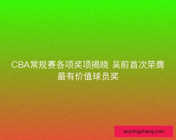 CBA常规赛各项奖项揭晓 吴前首次荣膺最有价值球员奖
